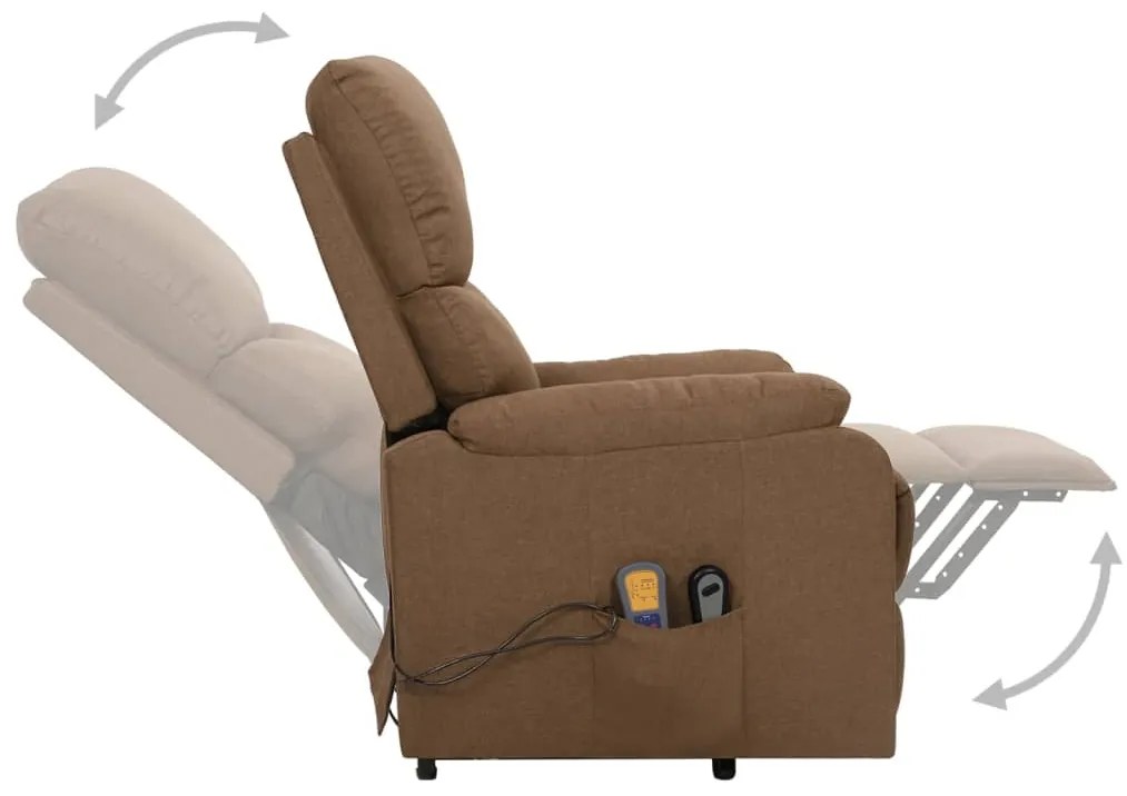 Poltrona de massagens tecido cinzento-acastanhado