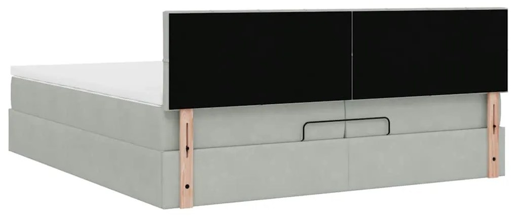 Estrutura de cama otomana com colchão 200x200 cm cinzento claro