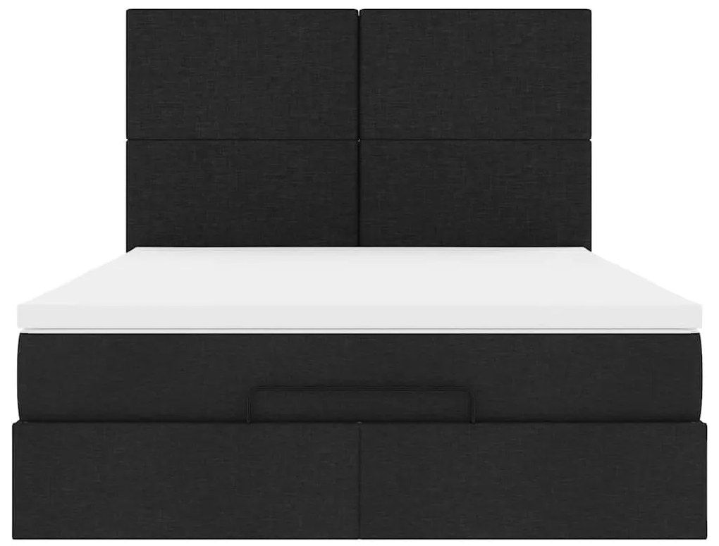 Estrutura de cama otomana com colchão 140x190 cm tecido preto