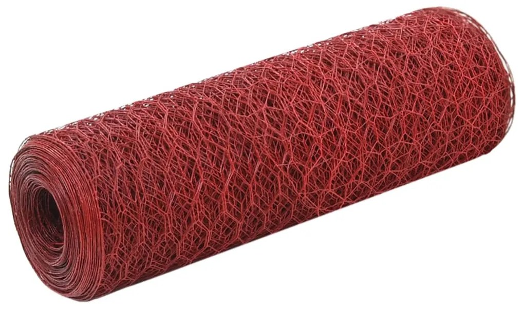 vidaXL Cerca arame galinheiro 25x0,5m aço c/ revestimento PVC vermelho