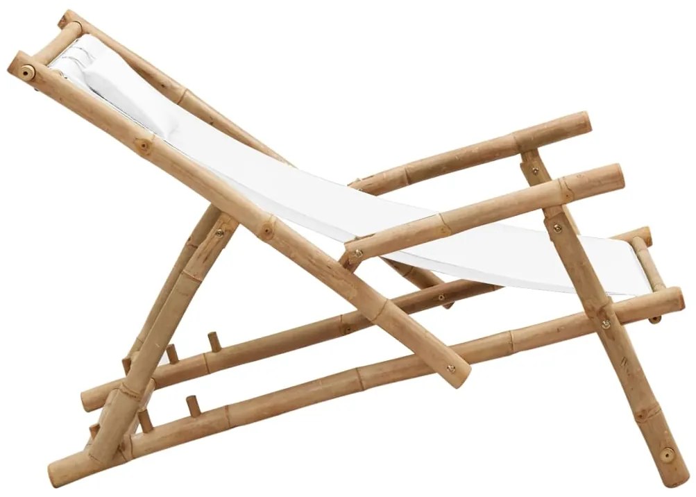 Cadeira de terraço em bambu e lona branco nata