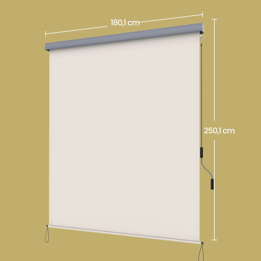 Toldo vertical, extensível 180 x 250 cm, toldo vertical para terraço Bege