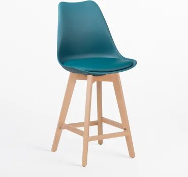 Banco Alto Nórdico Com Almofada De Couro Sintético Azul Turquesado Intenso & ↑65 Cm - Sklum