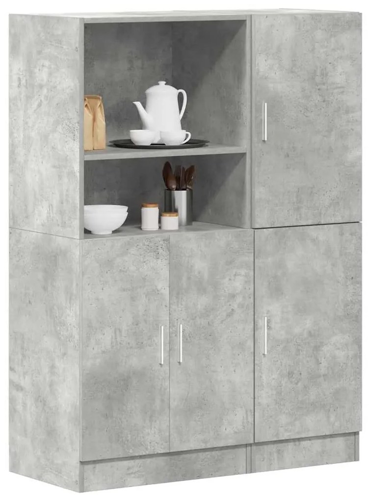 vidaXL 2 pcs armário de cozinha conjunto deriv. madeira cinza cimento