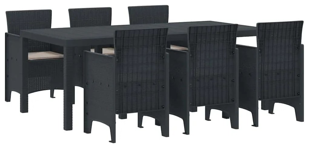 Conjunto de Jantar para Jardim 7 pcs Antracite
