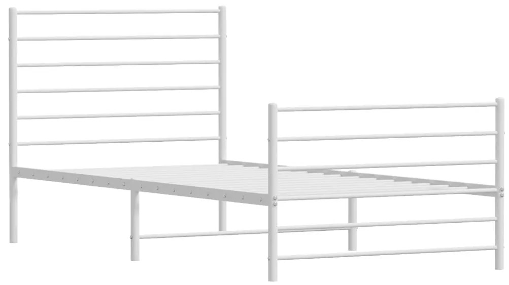 Estrutura de cama com cabeceira e pés 90x200 cm metal branco
