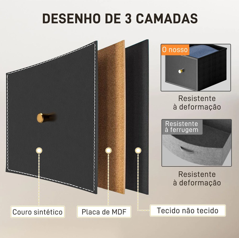 Cómoda para Dormitório Cómoda de Tecido com 9 Gavetas Dobráveis com Fr