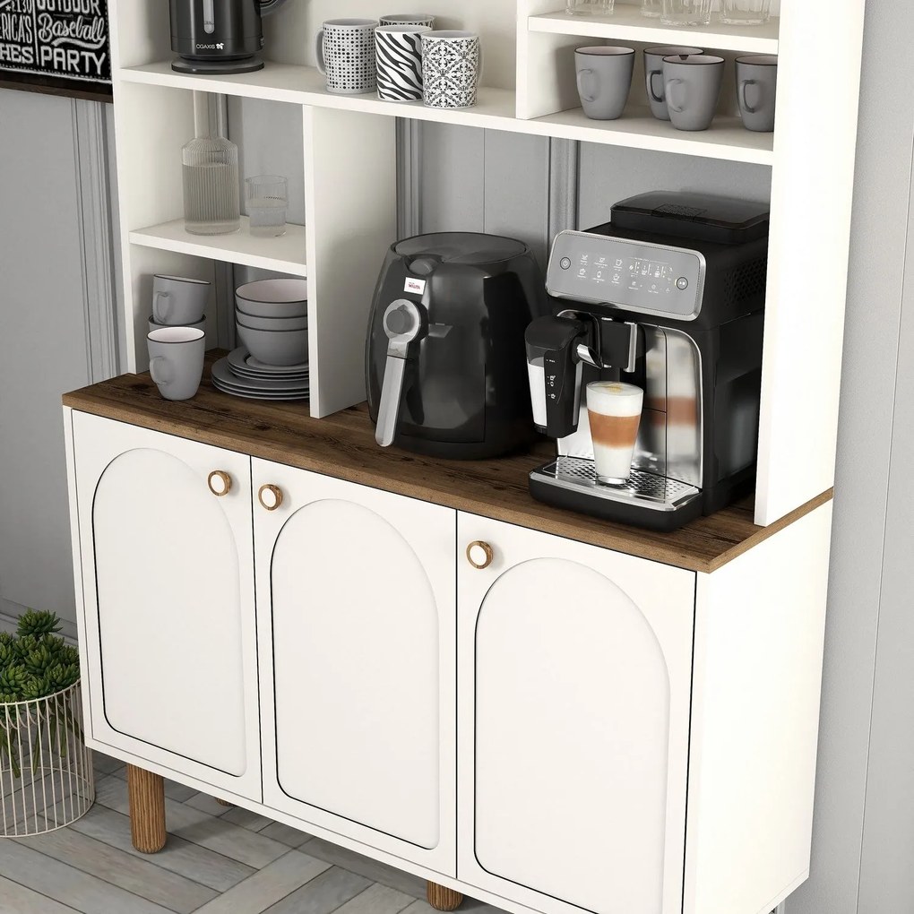 Armário Alto de Cozinha "Coffee" - 200x120x35 cm - Creme - Design Mode