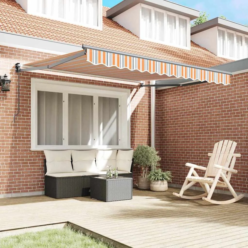 Toldo Retrátil Manual Listrado Multicolorido 350x250 cm
