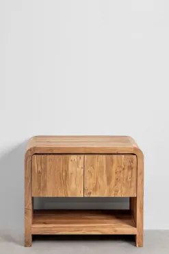 Conjunto De Móvel De Casa De Banho Em Madeira Vacry Castanho Acácia & Sem Lavatório & Oval Led E Anti-embaciamento 100x80 Cm Riben & - Sklum