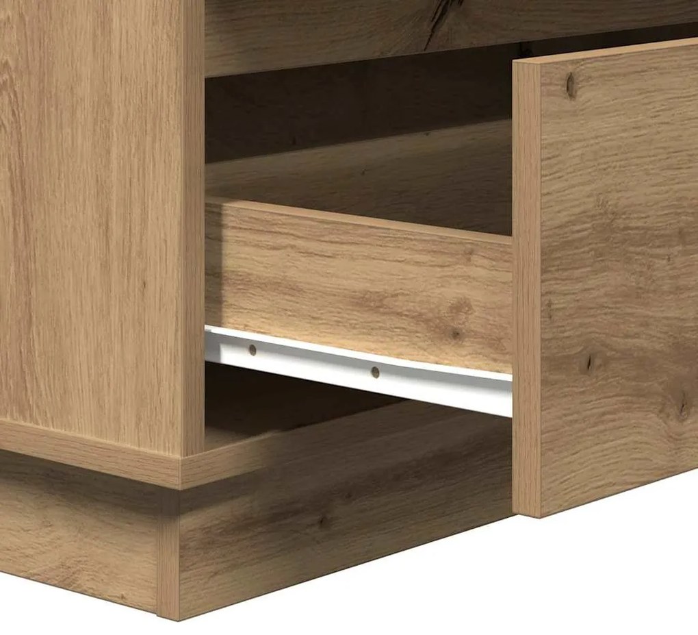 Criado-mudo vidaXL com LED Carvalho Artesanal 71x34,5x75 cm Madeira de