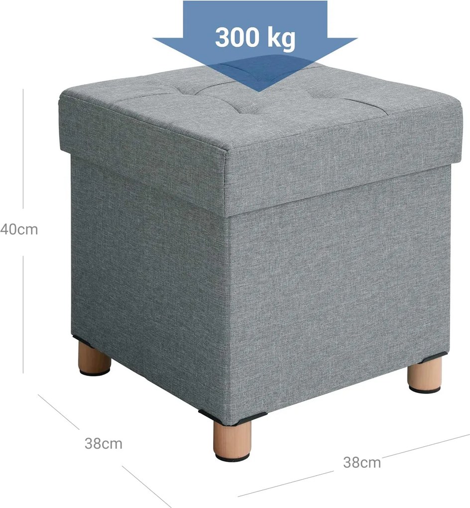 Banco com arrumação dobrável 38 x 38 x 40 cm Cinzento Claro