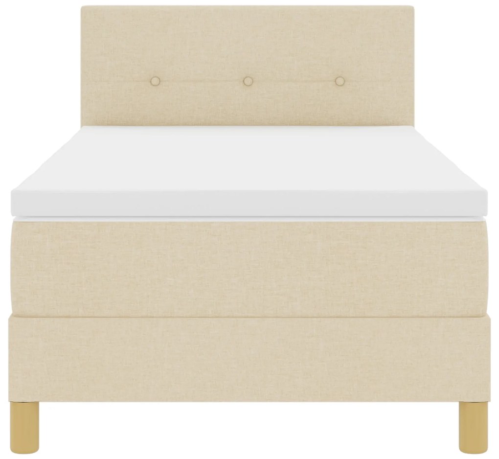 Cama Box Spring com Colchão Creme 90x190 cm Tecido