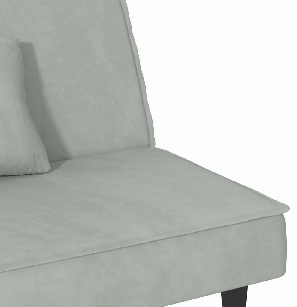 Sofá-cama veludo cinzento-claro