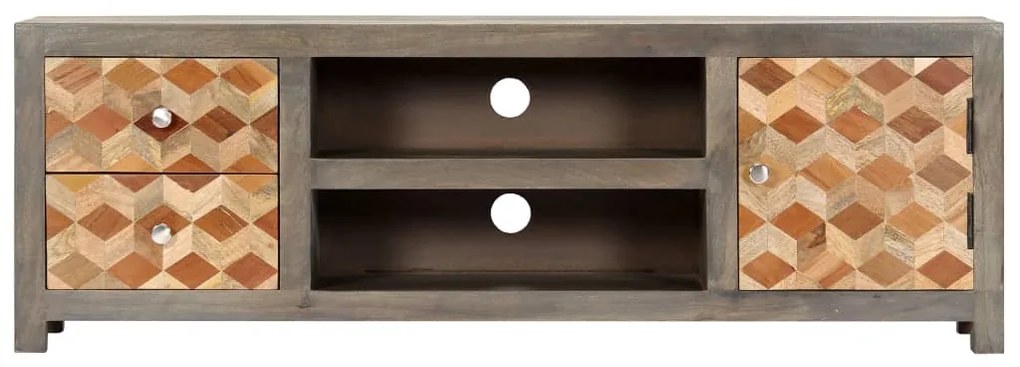 Móvel de TV 120x30x40 cm madeira de mangueira maciça cinzento