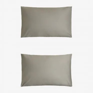 Conjunto De 2 Fronhas De Cetim Sampras 300 Fios Verde Cáqui & 50 X 75 Cm - Sklum