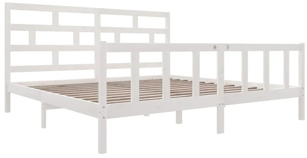 Estrutura de cama super king 180x200 cm pinho maciço branco