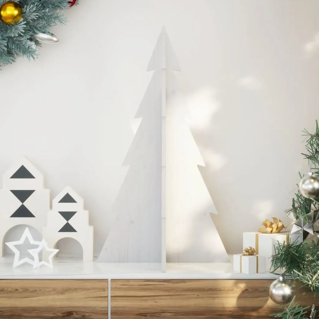 vidaXL Árvore Natal decorativa 80 cm madeira de pinho maciça branco