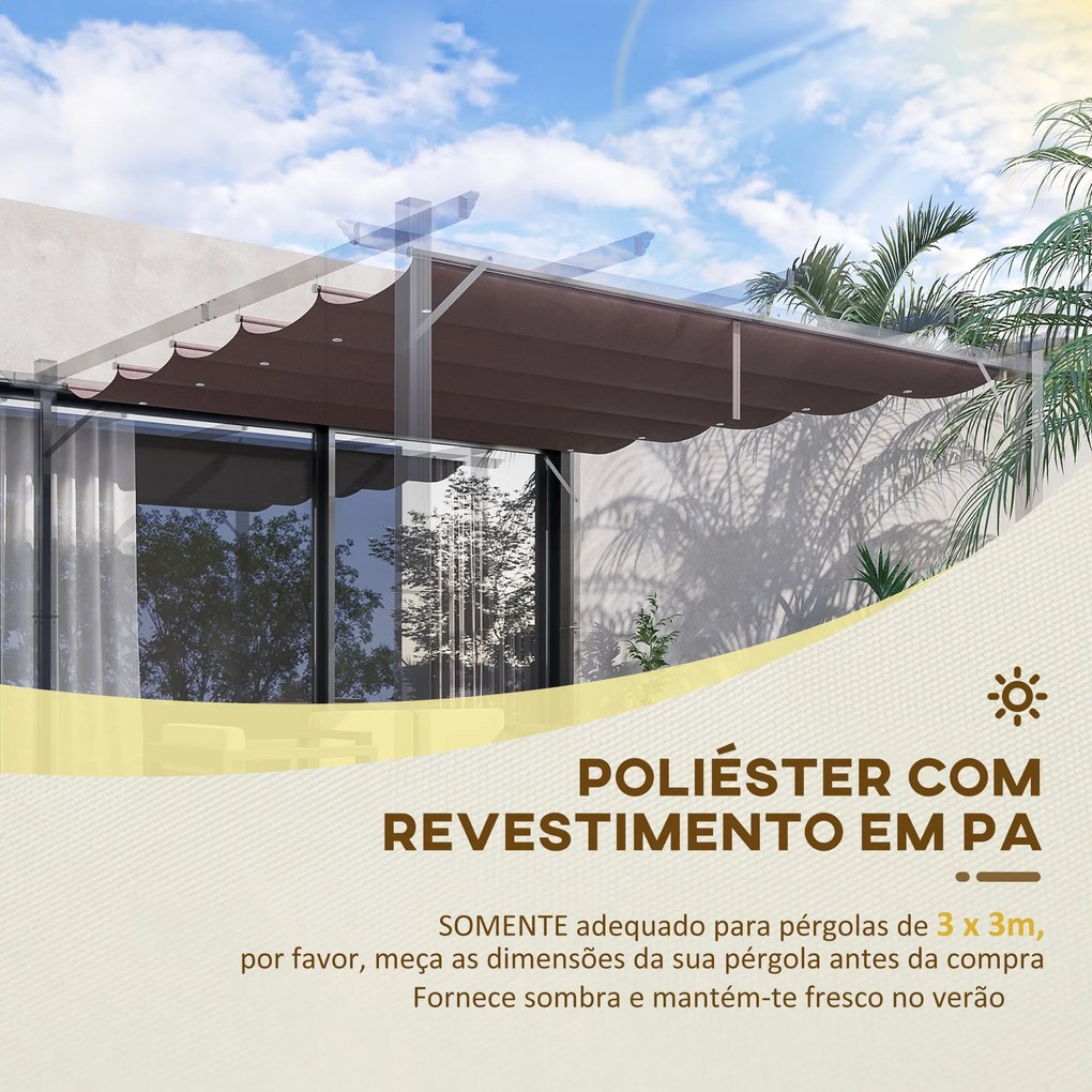 Outsunny Cobertura para Pérgola 2,5x2,55cm Teto de Substituição Retrát