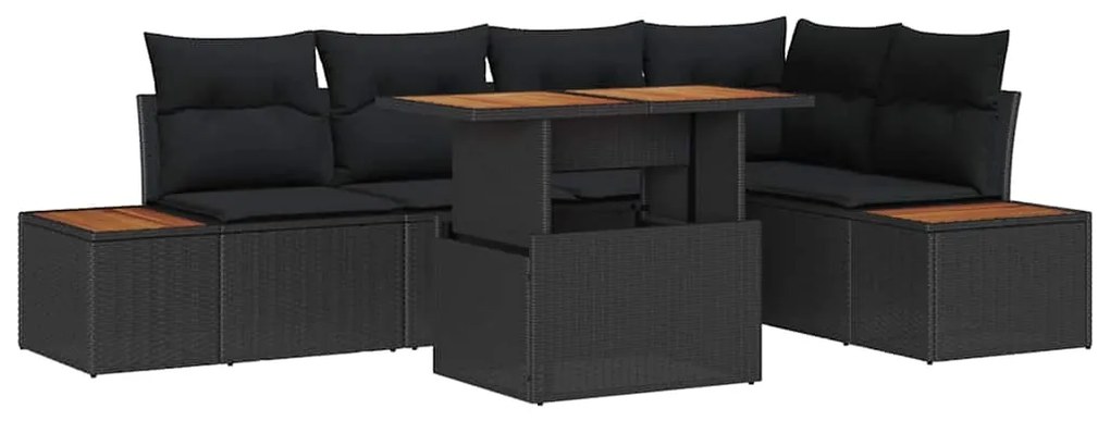 Conjunto de Jantar de Jardim com 6 Peças e Almofadas em Rattan Poliést