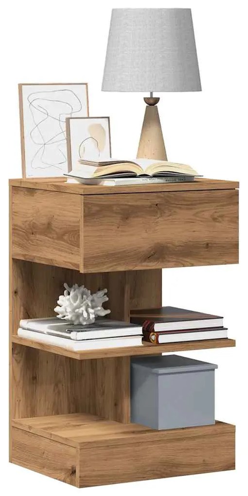 vidaXL Mesa de cabeceira em carvalho artesanal 40x35x65 cm