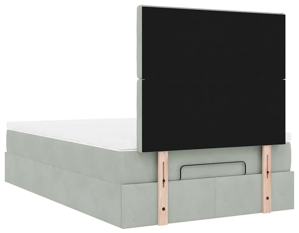 Estrutura de cama otomana com colchões cinza claro Veludo
