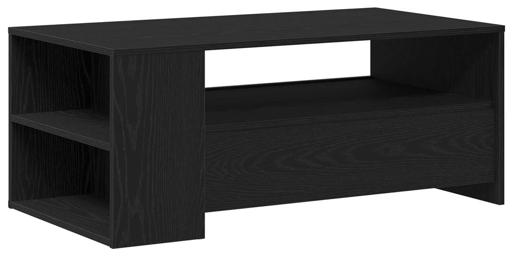Mesa de Café Preta de Carvalho 102x55x43,5 cm Feita de Madeira Engenhe