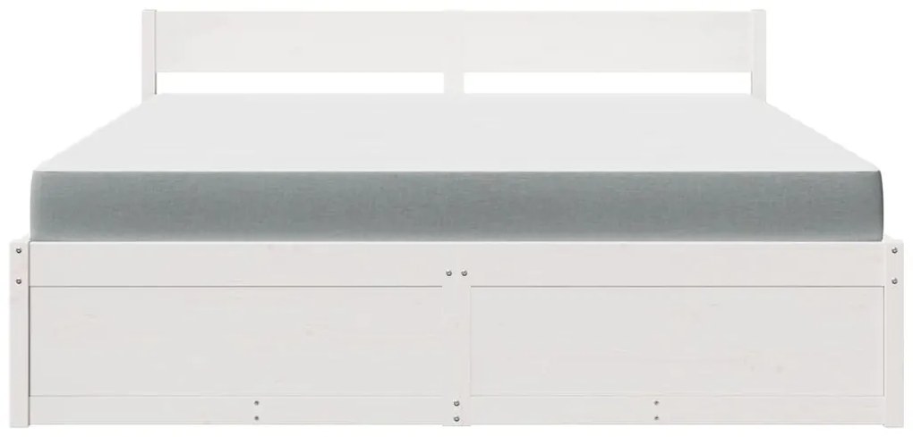 Cama com gavetas e colchão 180x200 cm pinho maciço branco