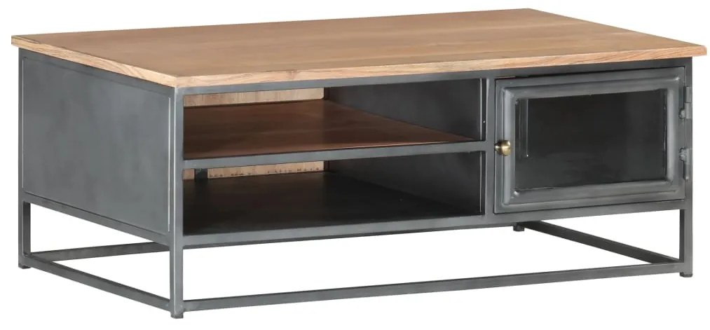 Mesa de centro 90x50x35 cm madeira de acácia maciça cinzento