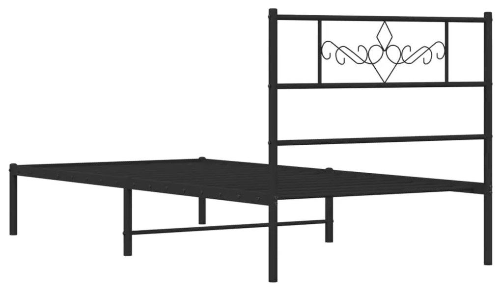 Estrutura de cama com cabeceira 80x200 cm metal preto