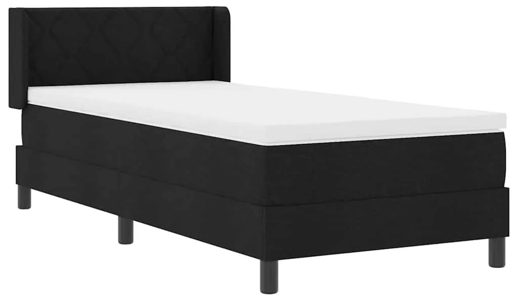 Cama Box com cabeceira Preto 90 x 200 cm Tecido e Espuma