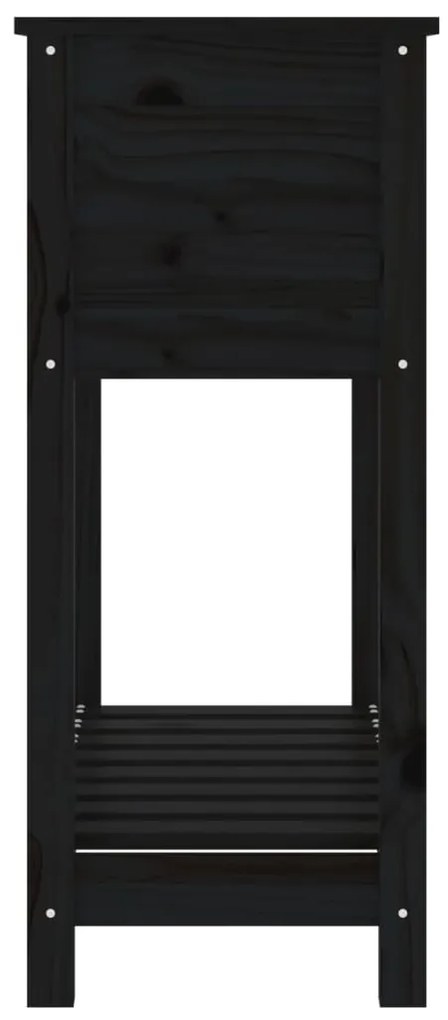 Vaso/floreira com prateleira 82,5x34,5x81 cm pinho maciço preto