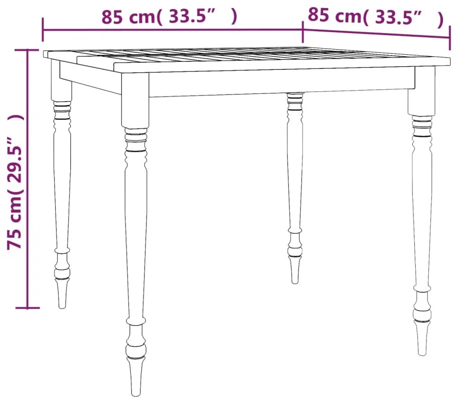Mesa Batávia 85x85x75 cm madeira de teca maciça