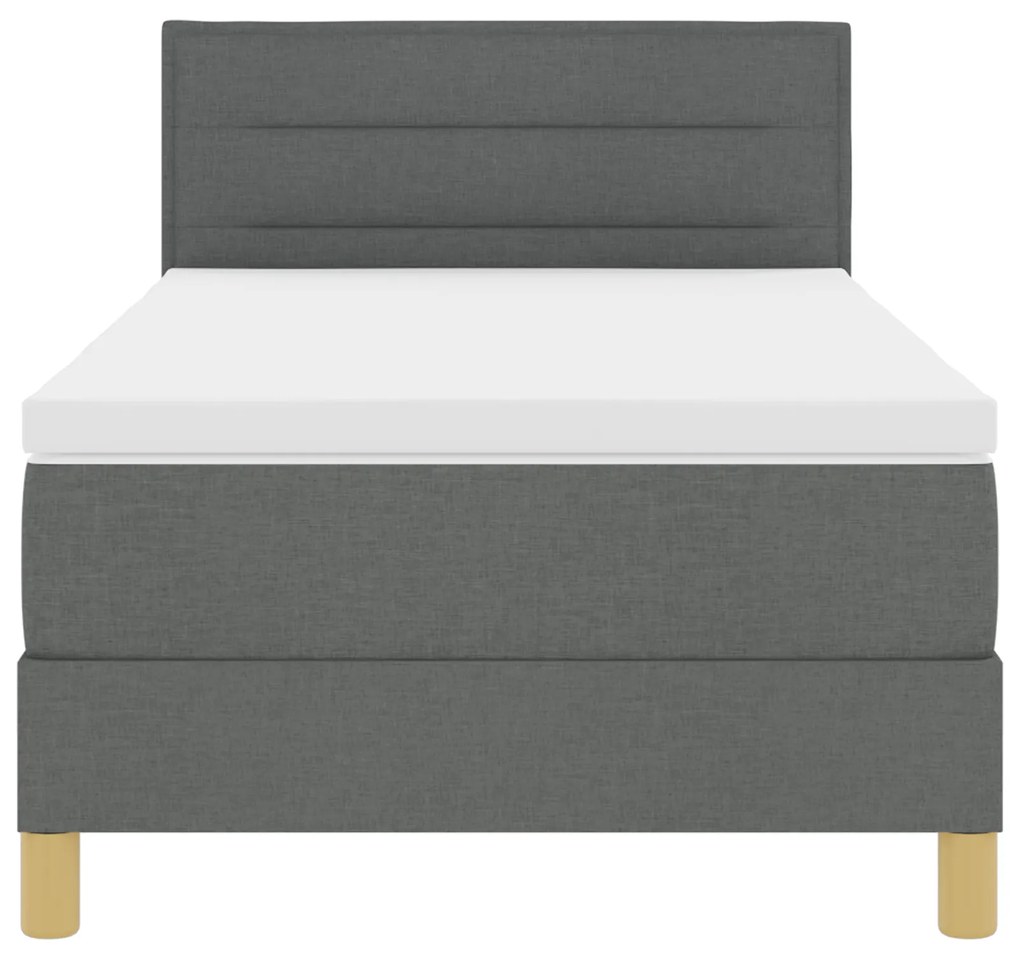 Cama Box Spring com Colchão Cinza Escuro 90x190 cm Tecido