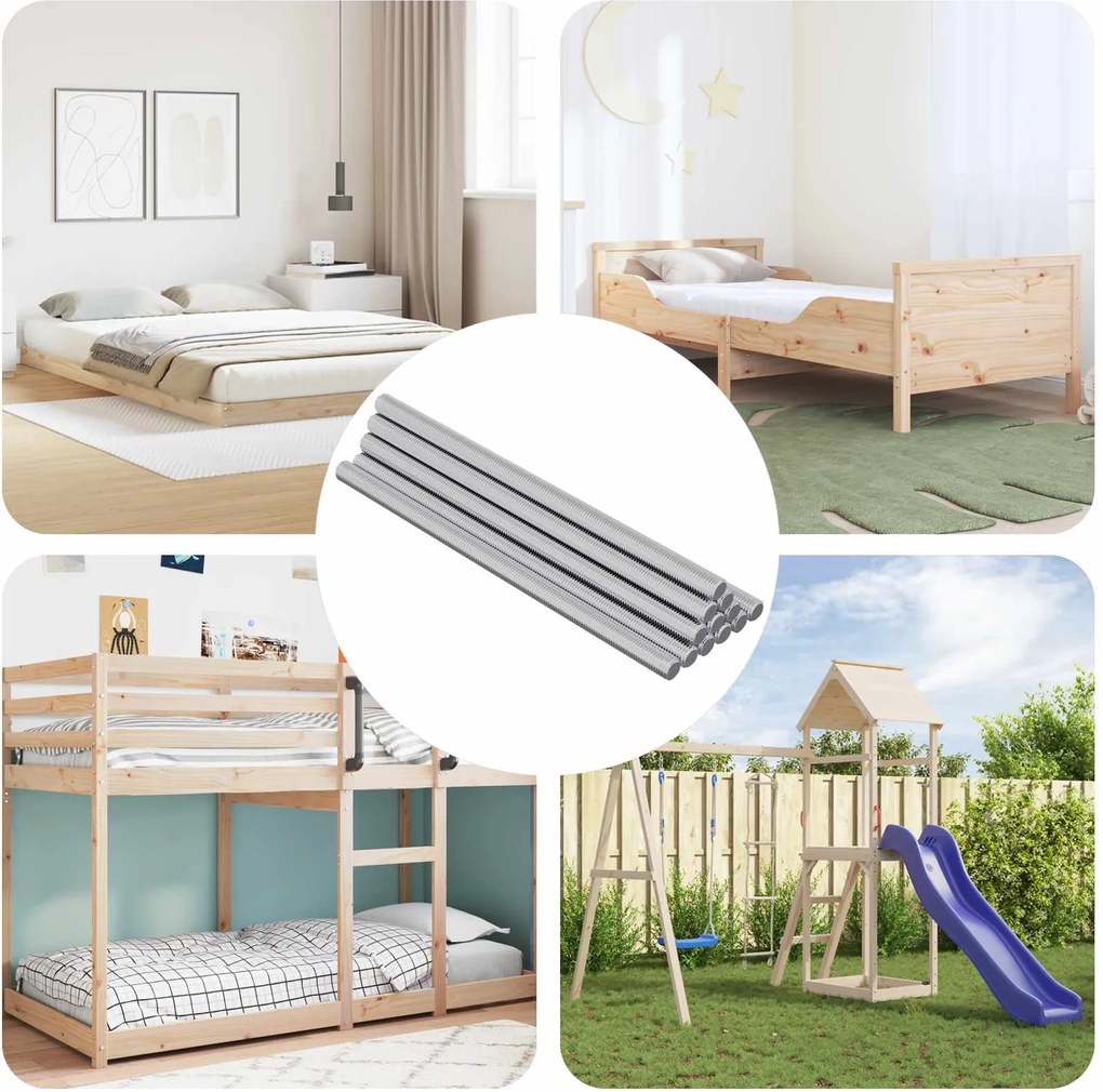 vidaXL Barras Rosqueadas 12 pcs Prateado M6 x 120 mm Metal