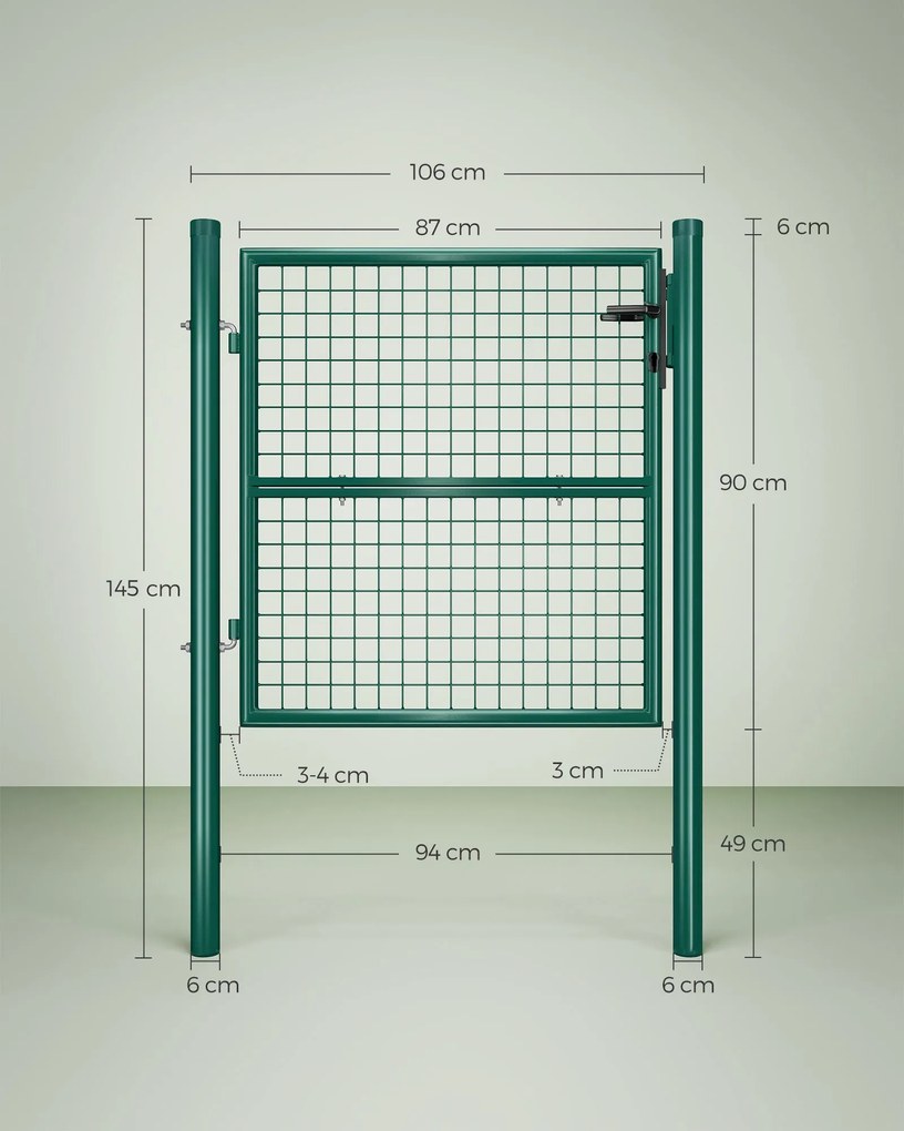 Portão de jardim em aço galvanizado 106 x 6 x 150 cm Verde