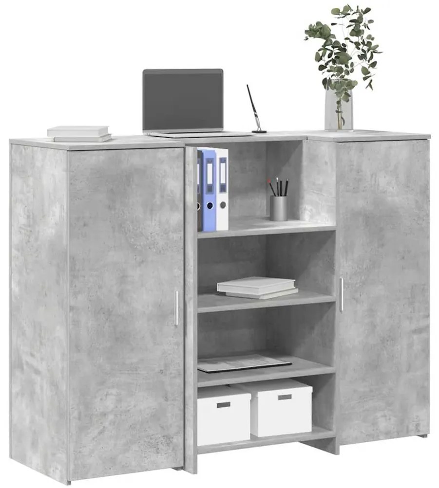 vidaXL Balcão de recepção 135x50x103,5 cm madeira cinza cimento