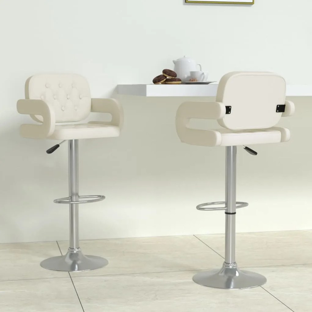 vidaXL Bancos de bar 2 pcs couro artificial cor creme