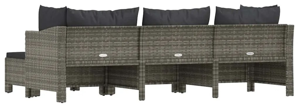 4 pcs conjunto lounge de jardim c/ almofadões vime PE cinzento