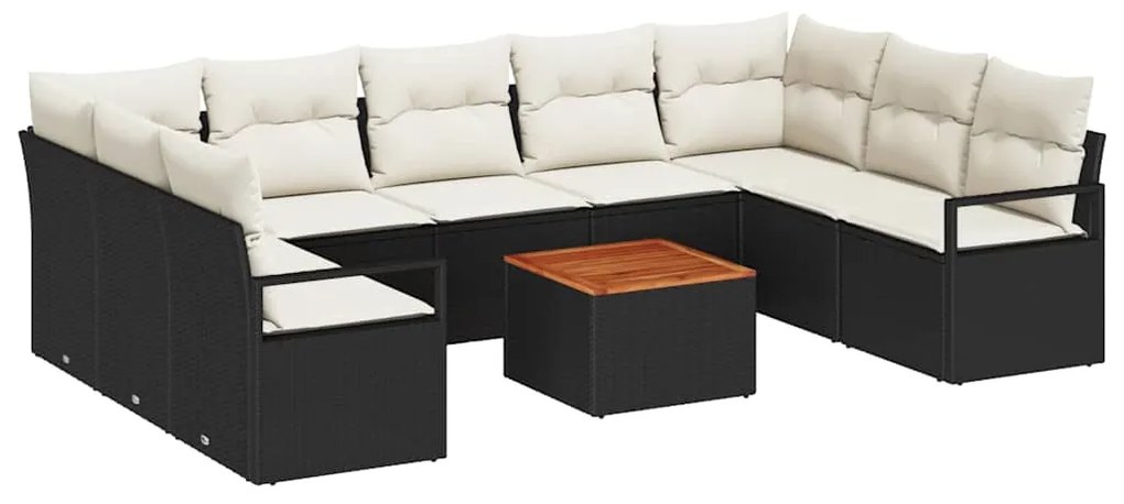 Conjunto de Sofá de Jardim 10 pcs Preto, branco Grande