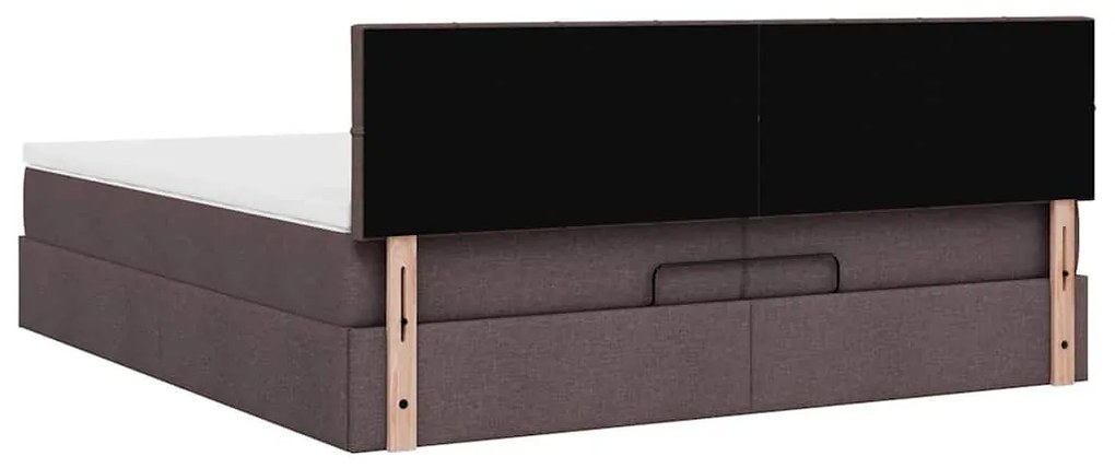 Estrutura de cama otomana com colchão 200x200cm castanho-escuro