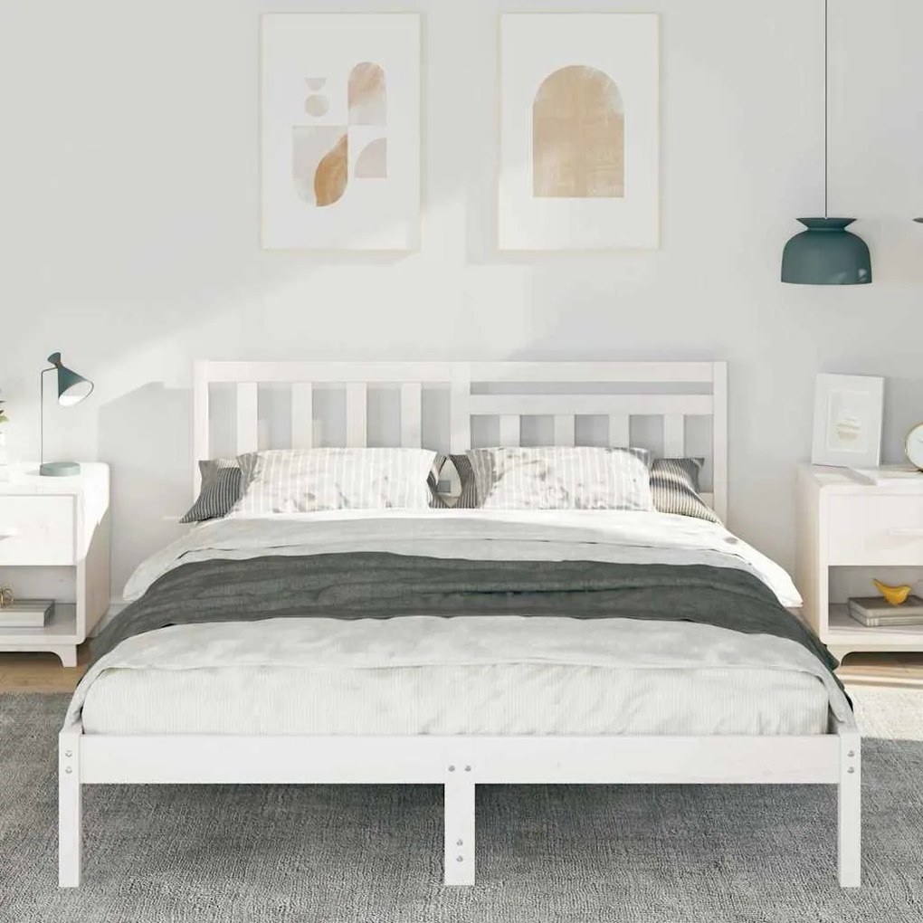 Estrutura da Cama com cabeceira Branco 160 x 200 cm