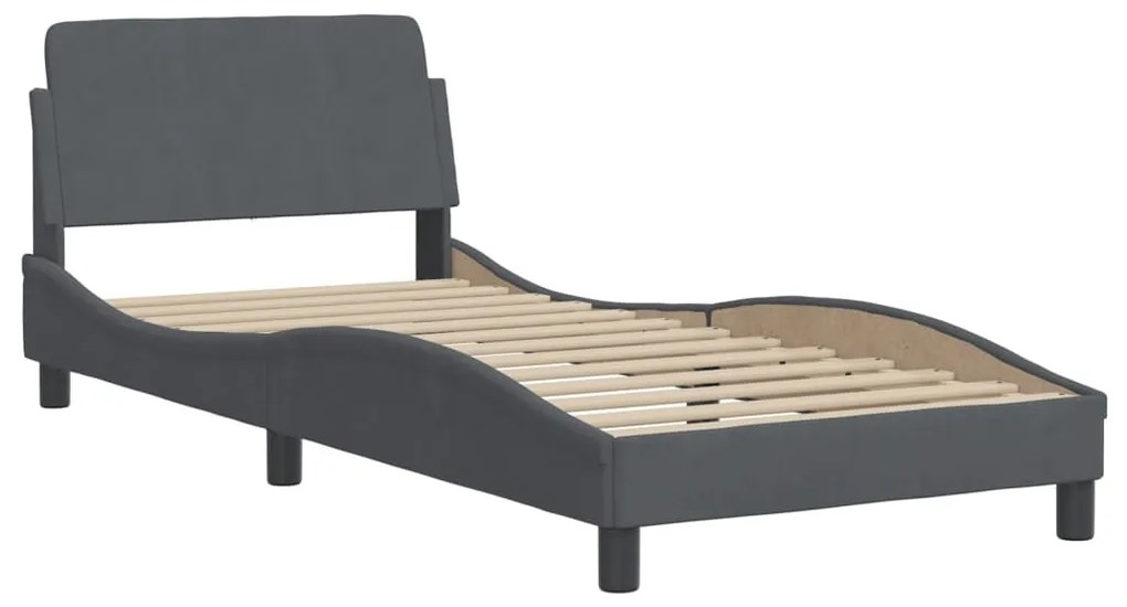 Estrutura de cama sem colchão 90x190 cm veludo cinzento-escuro