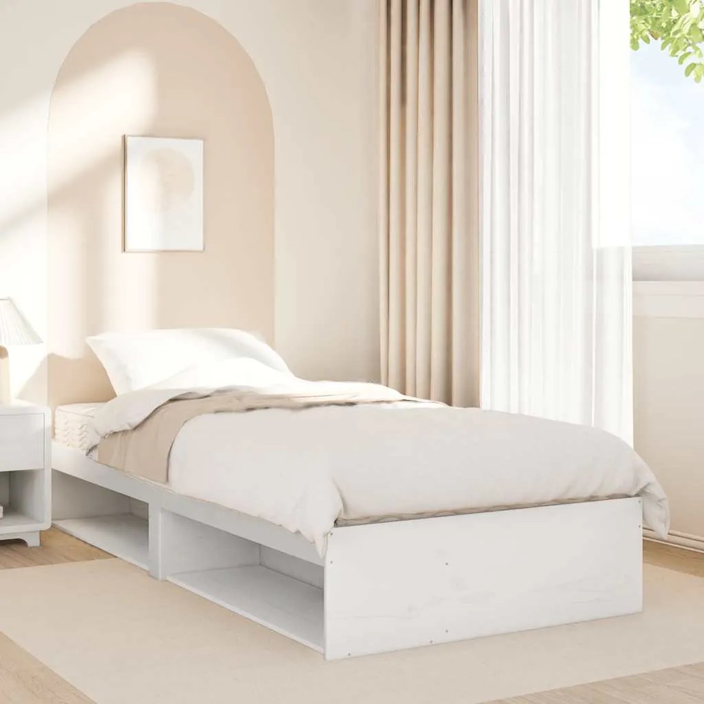 Cama dia com colchão branco 100x200 cm pinho de madeira maciça