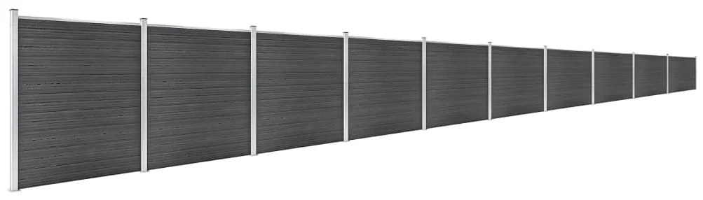 Conjunto de painel de vedação WPC 1737x186 cm preto