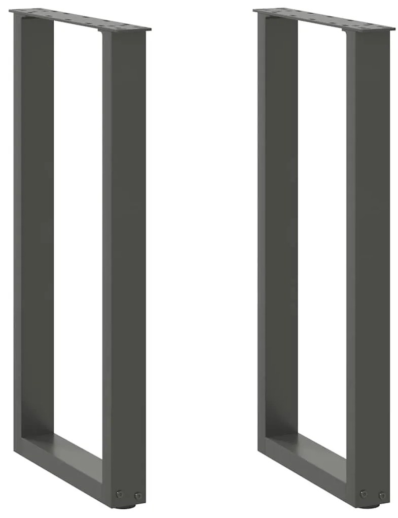 vidaXL Pés de mesa de console em forma de U, 2 peças, antracite, 38x(72-73) cm, aço