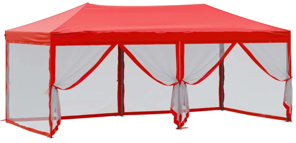 Tenda para festas dobrável com paredes laterais 3x6 m vermelho