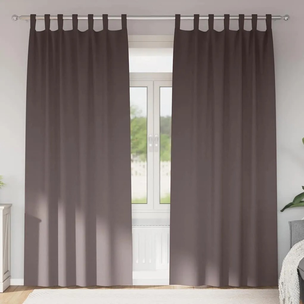 vidaXL Cortinas Blackout com Argolas 2 pcs Marrom Escuro 225 x 140 cm