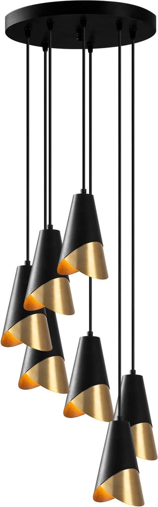 Candeeiro Chandelier Pacman – Preto e Dourado – 48 x 48 cm