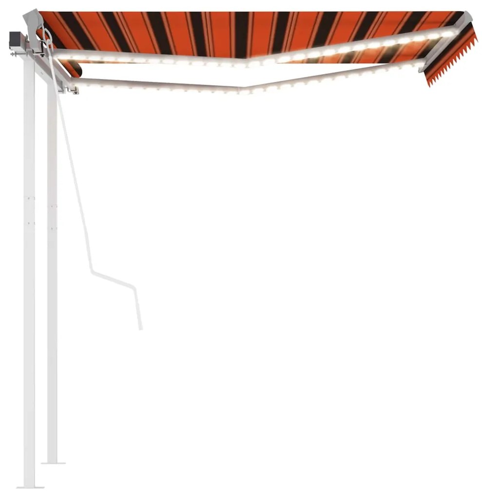 Toldo automático LED e sensor de vento 3x2,5m laranja/castanho